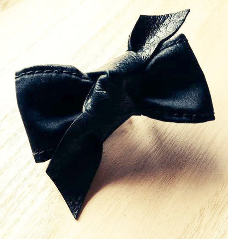 Black Satin & Leather Knot Luxe Bow