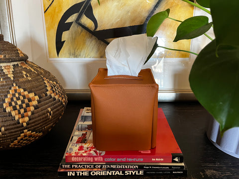 Vegan Leather Tissue Box Cover