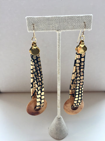 Leather and Bone Hoop Earring