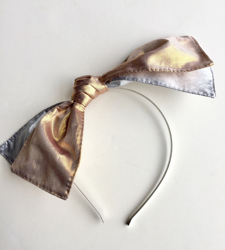 Silk Metallic Double Knot Metal Headband